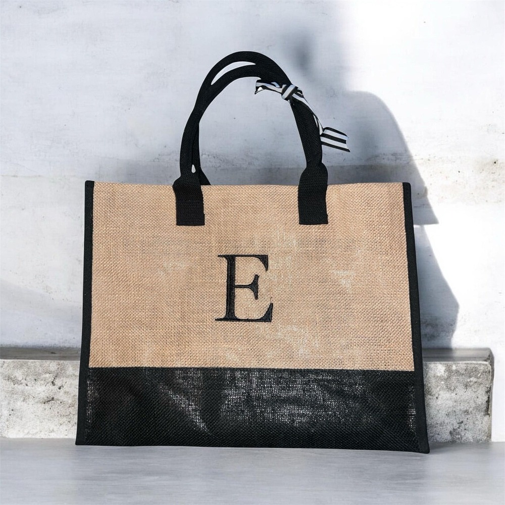 118.-   TOPDesign Personalized Initial Canvas Beach Bag, Monogrammed Gift Tote